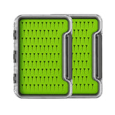 Kylebooker 2pack Waterproof Fly Fishing Box, Slim Silicone Storage Case Clear Lid | Lightweight Pocket Organizer for Fishing Flies, Hooks and Small Lures, Durable ABS Lid with Silicone Insert