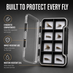 Kylebooker Super Slim Magnetic Back Waterproof Fly Fishing Box: 8 Compartments