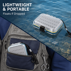Kylebooker Fly Fishing Box, Flies Storage Case Waterproof Silicone Double Sided Clam Fishing Jig Boxes Crappie Panfish Trout