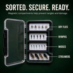 Kylebooker Super Slim Magnetic Back Waterproof Fly Fishing Box: 4 Compartments