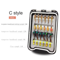 Kylebooker 24pcs Fly Fishing Flies & euro stonefly nymph,caddis,cicada