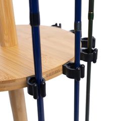 Kylebooker RH03 Round 15 Fishing Rod Storage Rack - Features Traditional Handcrafted Bamboo Post - No Tool Assembly, Bamboo