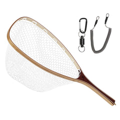 Kylebooker FN005 Fly Fishing Landing Net Soft Rubber Mesh Trout Net Catch and Release Net