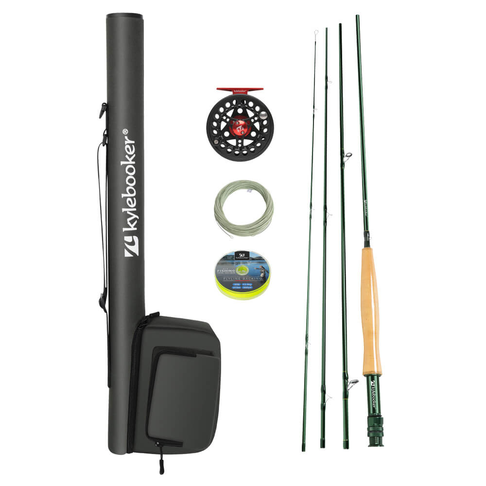 Kylebooker Fly Fishing Combo Kit 3/4/5/6/7/8 Weight Starter Fly Fishing Rod and Reel Kit with One Travel Case Combo-9'/7wt/4sec