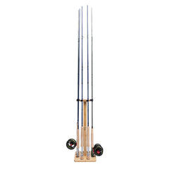 Kylebooker RH01 Fishing Rod Storage Racks, 100% Bamboo Floor Stand Fishing Pole Holders for Garage of 8 Rods or Combos