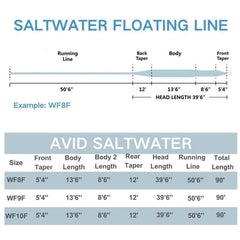 Kylebooker AVID Saltwater Fly Fishing Line, Weight Forward Floating, 90 FT, Sandy Blue