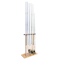 Kylebooker RH02 Fishing Rod Storage Racks, 100% Bamboo Floor Stand Fishing Pole Holders for Garage of 14 Rods or Combos