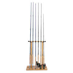 Kylebooker RH02 Fishing Rod Storage Racks, 100% Bamboo Floor Stand Fishing Pole Holders for Garage of 14 Rods or Combos