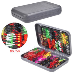 Kylebooker Fly Fishing 100pcs Flies Kit wet/dry flies nymphs butterflies streamers