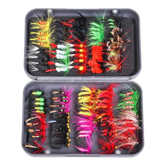 Kylebooker Fly Fishing 100pcs Flies Kit wet/dry flies nymphs butterflies streamers