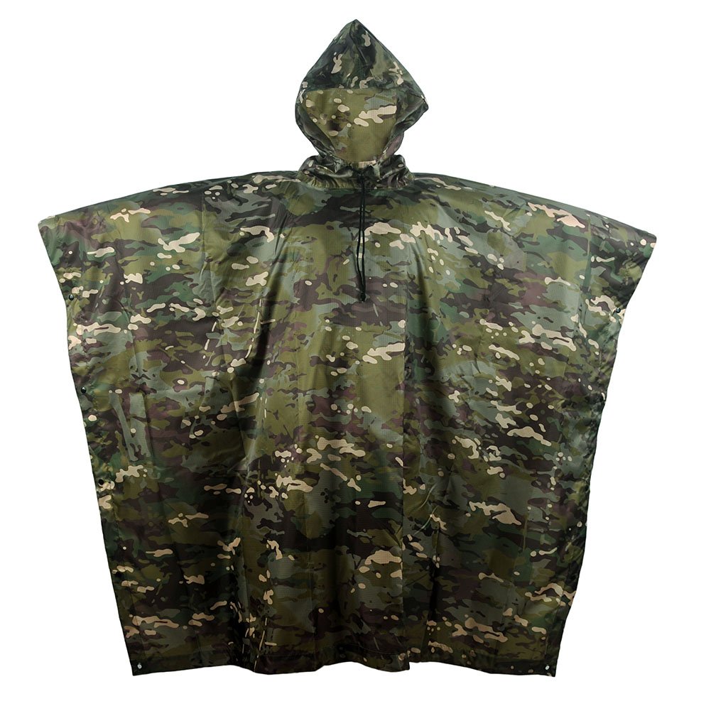 Camouflage Rain Poncho Hooded Waterproof Camo Raincoat with Blind Pattern for Hunting Hiking Camping Fishing CP-WL