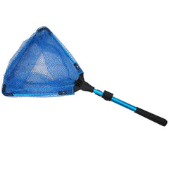Guadino da pesca telescopico pieghevole triangolare dip net asta in lega di alluminio strumento di pesca a mosca pesce gamberetti rete rete FN002