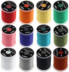 Kylebooker 140D Fly Tying Thread 12 Colors Non Waxed Fly Tying Wires Materials Kits Fly Tying Tieing Supplies for Dry Wet Flies