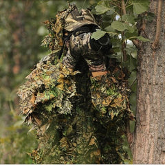 Ghillie Suit Tute da caccia mimetiche All'aperto 3D Foglia Realistica Abbigliamento mimetico Leggero e traspirante Tuta con cappuccio per tiro nella giungla Airsoft Woodland Photography
