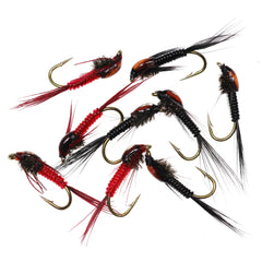 Kylebooker 8st #12 Flash Back Levande Prins Nymf Flugöring Abborre Fiske Insektsdrag Bete Krok Fiskeredskap