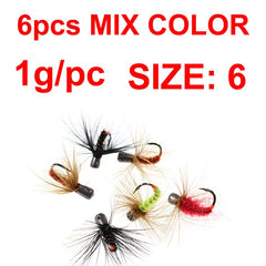 Kylebooker 6pcs Weighted Fishing Fly Worm Mahalka Winter Fishing Jigs 1g 0.7g 0.5g 0.3g Winter Fishing Mormyski Fast Sinking Hook