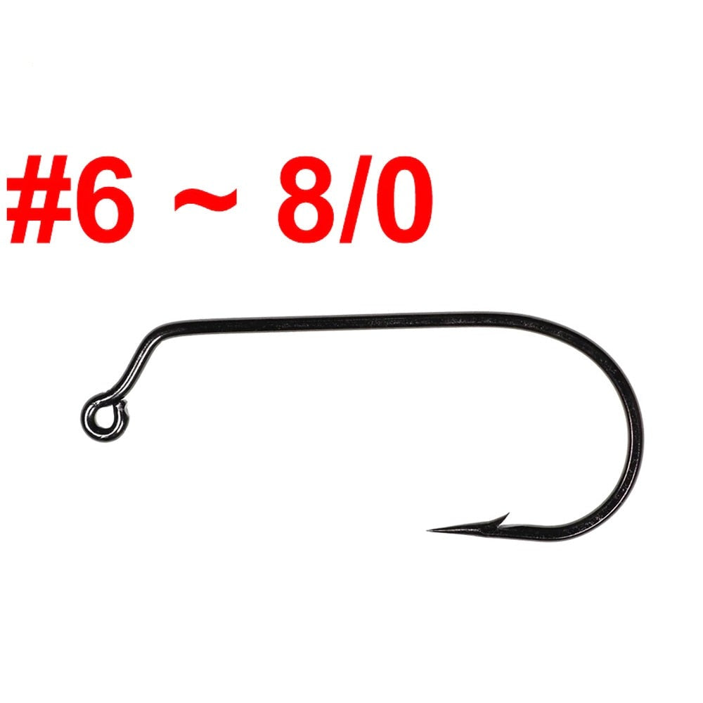 Cheap 100pcs/lot Fishing Hook Jig Hooks 1#-12# Barbed High Carbon