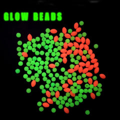 Kylebooker 100PCS Oval Soft Ruber Luminous Fishing Beads Glowing Bead For Egg Fly Treble Hook Fishing Rigs Glow Green & Red