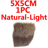 Kylebooker 5X5cm Fly Tying Deer Hair Patches Caddis Dry Fly Tying Material Natural and Died Orange Black Red Green