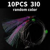 Kylebooker 10/50 Uds. 1/0 3/0 5/0 6/0 7/0 8/0 aparejos de pesca Sabiki aparejos de pesca en el mar aparejo intermitente cada uno con 2 anzuelos de pesca kit de pesca señuelo de pesca en mar