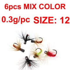 Kylebooker 6pcs Weighted Fishing Fly Worm Mahalka Winter Fishing Jigs 1g 0.7g 0.5g 0.3g Winter Fishing Mormyski Fast Sinking Hook