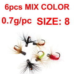 Kylebooker 6pcs Weighted Fishing Fly Worm Mahalka Winter Fishing Jigs 1g 0.7g 0.5g 0.3g Winter Fishing Mormyski Fast Sinking Hook