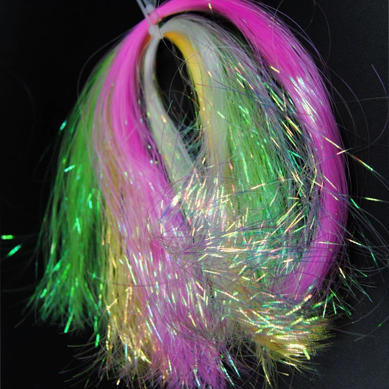 Kylebooker [8paks]  0.5mm UV Flat Disco Pearl Sparkle Flash Crystal Tinsel Fly Tying Material Saltwater Streamer Bait Fish Lure DIY Pink