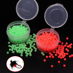 Kylebooker 200pcs Soft Mini Fly Tying Glow Beads Fly Tying Material Wet Fly Saltwater Fishing Sabiki Fly Luminous Hot Beads Egg Roe