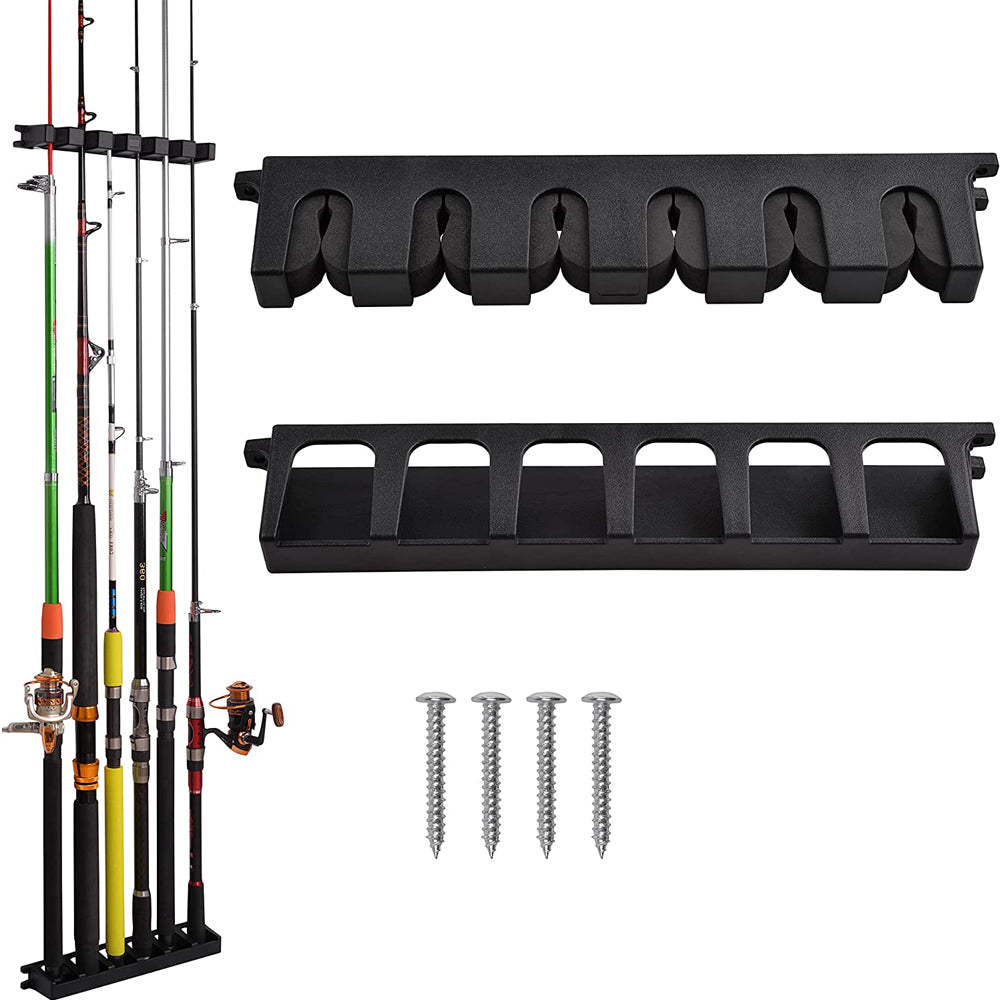 Kylebooker Fishing Rod Rack,Wall Mounted Fishing Pole Rod Holder Fishing  Pole Storage Organizer 6 Rod Wall Rack for Garage Car