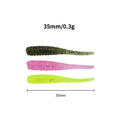 Kylebooker 50 stks/partij Siliconen Zachte Worm Lokken Atificial Swimbait Wortel Vissen Korte Pijlstaart Visaas Wobblers Zee Visgerei