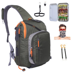 Kylebooker Fly Fishing Chest Sling Pack With 20pcs Fly Flies