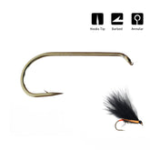 Kylebooker 1000 pz Ami da pesca a mosca in acciaio ad alto tenore di carbonio 8 # ~ 22 # Ami da pesca a mosca asciutti e bagnati e ninfa e gamberetti Caddis Pupa Streamer