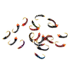 Kylebooker 6 STK #16 Golden Hook Nymfefluer Bead Head Buzzers Fluefiske lokker