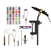 Kylebooker Rotations-Fliegenbinde-Schraubstock-Werkzeuge, Messing-C-Klemme, drehbares Hakenwerkzeug, Stahlpeitschen-Finisher, Spulenfadenhalter, einfaches Fliegenhaken-Werkzeug