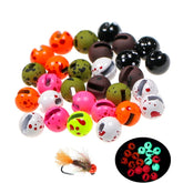 Kylebooker 20 peças contas metálicas de tungstênio com fenda e olhos de ponto para pesca com mosca, gabarito de gelo de tungstênio, material de amarração de mosca