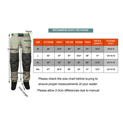 Kylebooker Waterproof Breathable Stockingfoot Wading Pants Waist Fishing Hunting Waders KB003