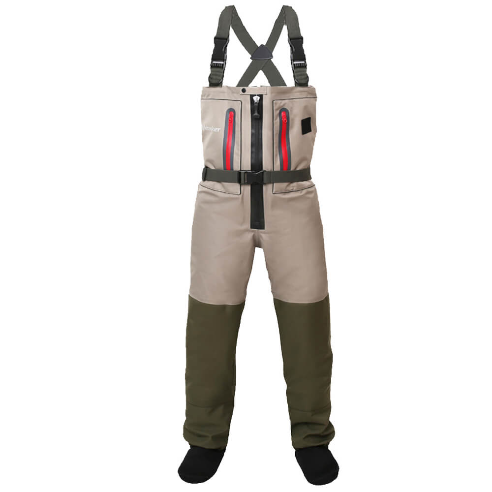 Kylebooker Fly Fishing Chest Waders Breathable Waterproof Stocking Foot River Wader Pants for Men and Women, Men's, Size: Large, Stainless