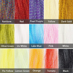Kylebooker fluebindingsmaterialer, fluefiskesnøre, spiralflerfarget fluefiske Crystal Flash Flashabou tinsel for å lage fluefiske lokke Fl