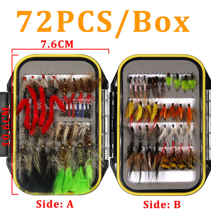 Fly Fishing Flies Kit - 64pcs Fishing Lures - Dry Wet Nymph Streamer  Fishing Fly Starter Set for Trout Fishing