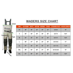 Kylebooker Mens Waterproof Breathable Stockingfoot Chest Fishing Hunting Waders KB001