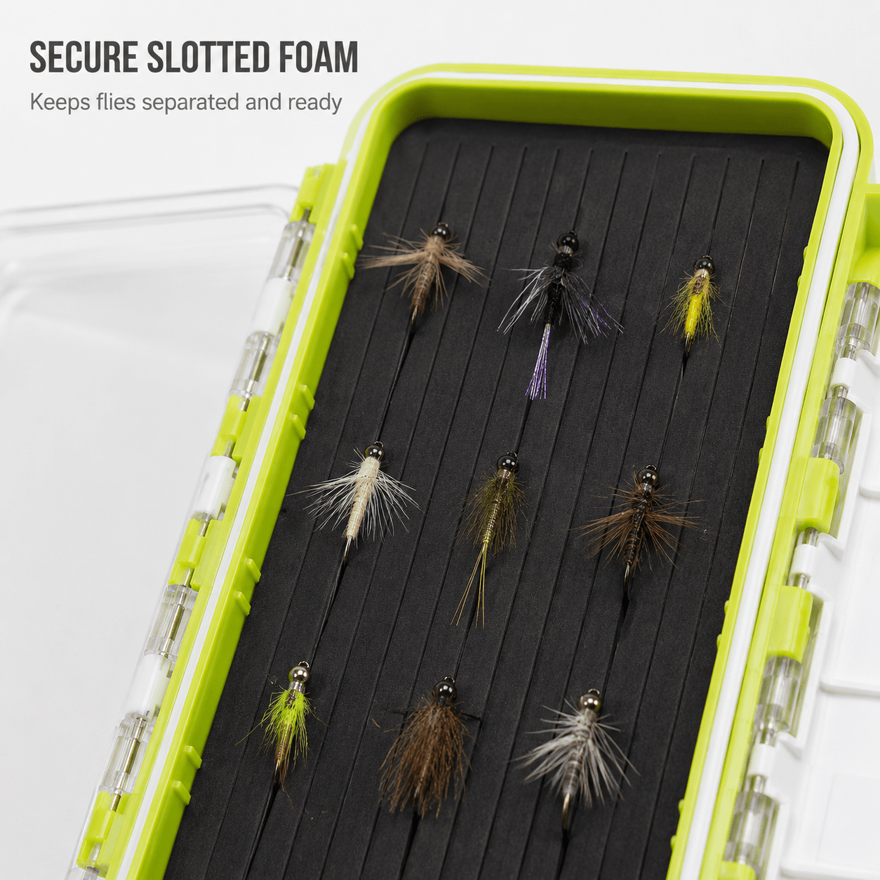 Kylebooker Sturdy Dual Sided Small Tackle Box Organizer | Waterproof Sealed, Clear Fishing Tackle Box Tray Storage Case, Slit Foam for Jig Heads-Flies-Spoons-Rigs and Lures
