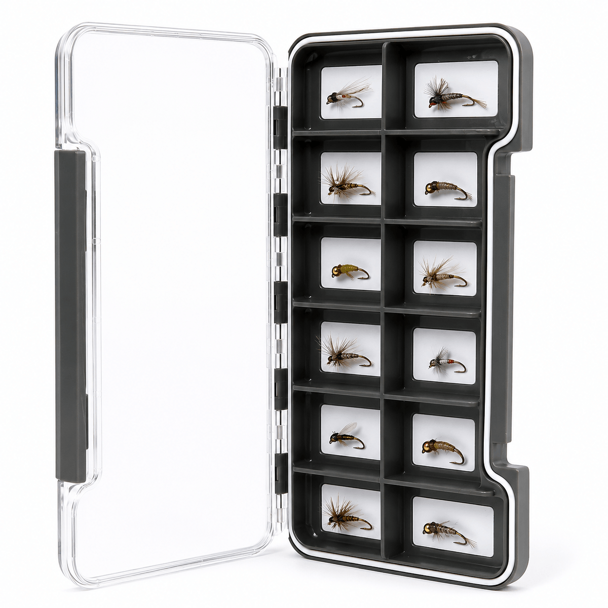 Kylebooker Super Slim Magnetic Back Waterproof Fly Fishing Box: 12 Compartments