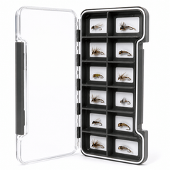 Kylebooker Super Slim Magnetic Back Waterproof Fly Fishing Box: 12 Compartments