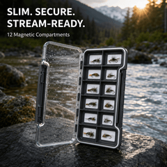 Kylebooker Super Slim Magnetic Back Waterproof Fly Fishing Box: 12 Compartments