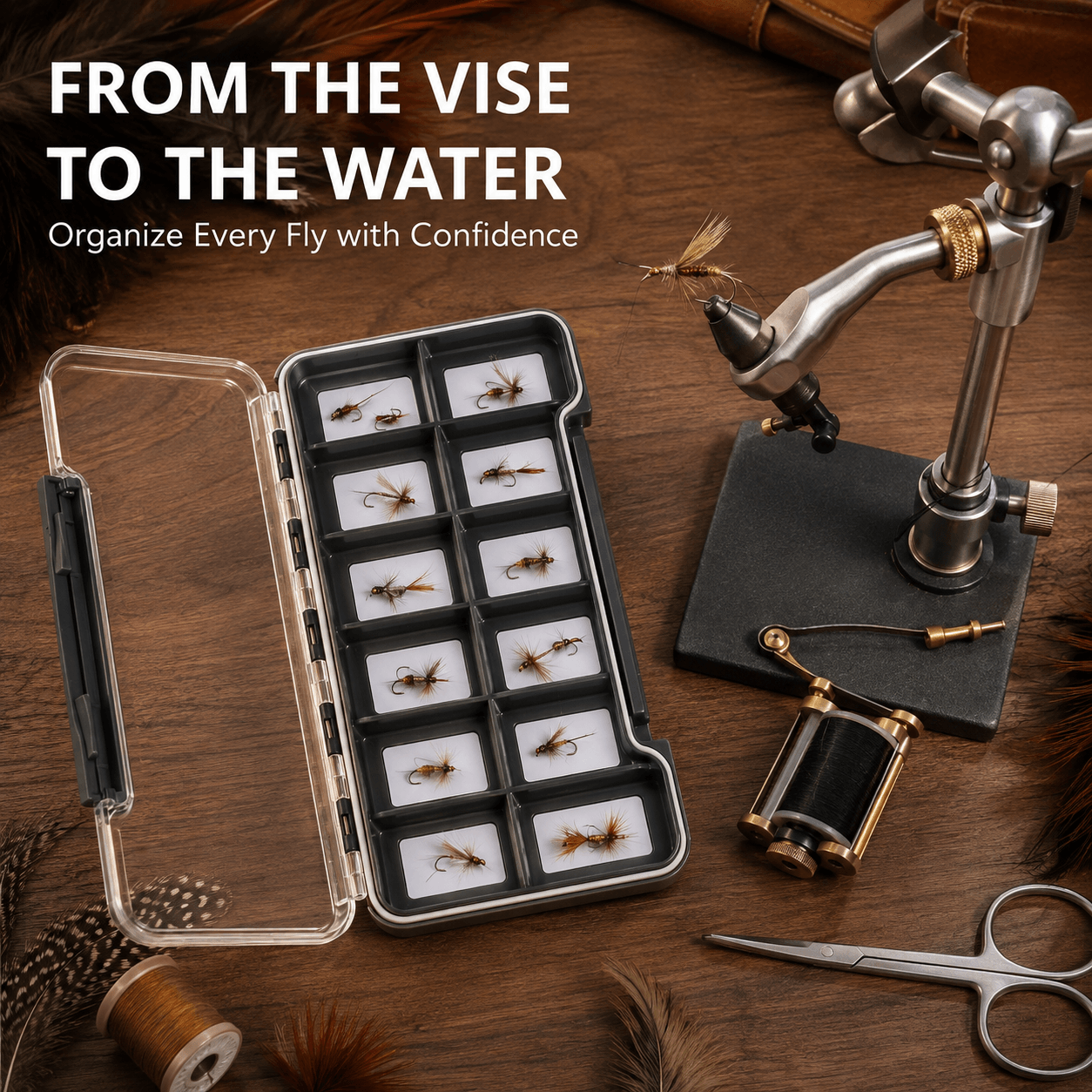 Kylebooker Super Slim Magnetic Back Waterproof Fly Fishing Box: 12 Compartments