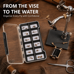 Kylebooker Super Slim Magnetic Back Waterproof Fly Fishing Box: 12 Compartments