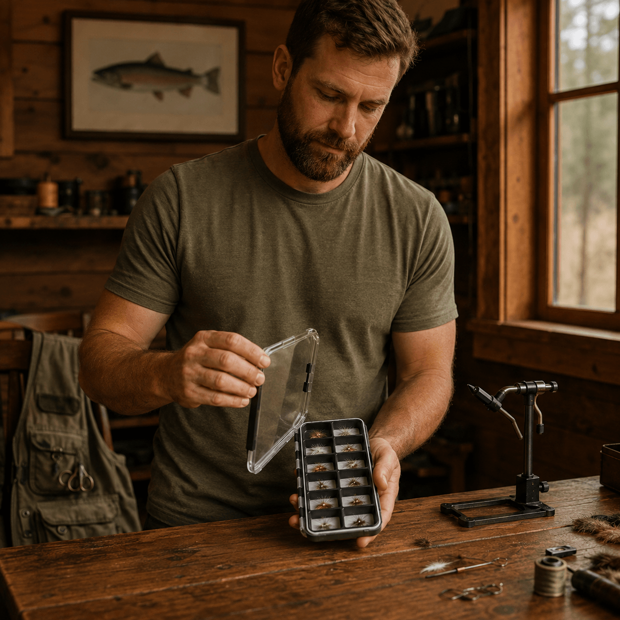 Kylebooker Super Slim Magnetic Back Waterproof Fly Fishing Box: 12 Compartments