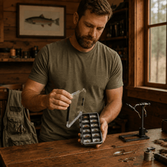 Kylebooker Super Slim Magnetic Back Waterproof Fly Fishing Box: 12 Compartments