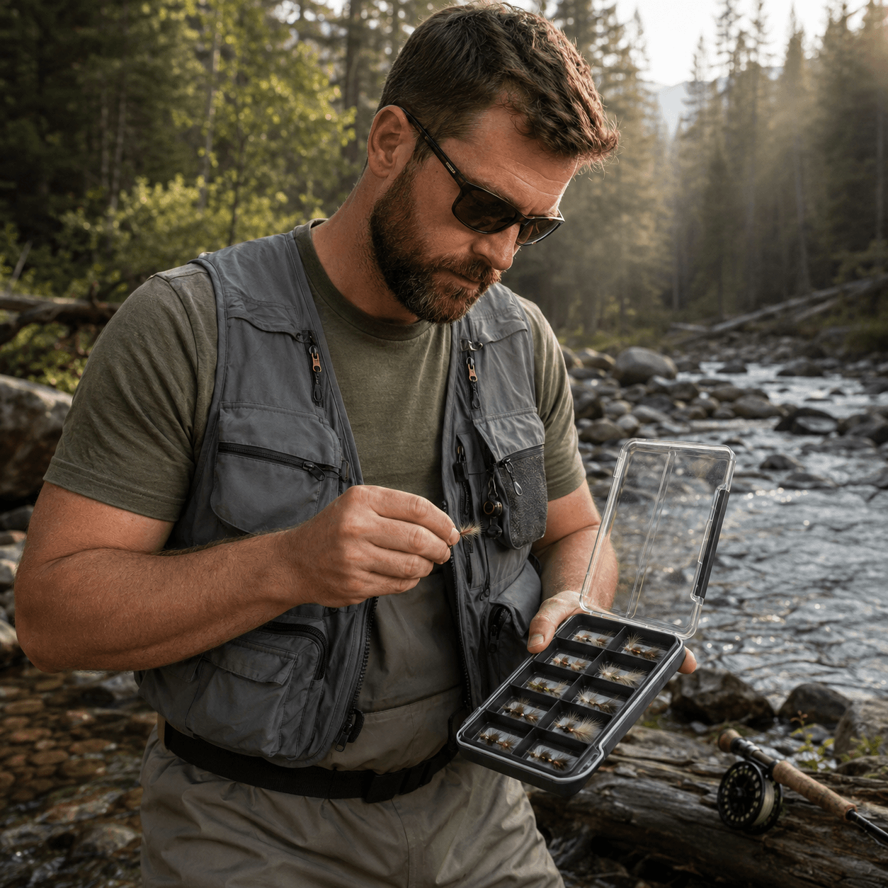 Kylebooker Super Slim Magnetic Back Waterproof Fly Fishing Box: 12 Compartments