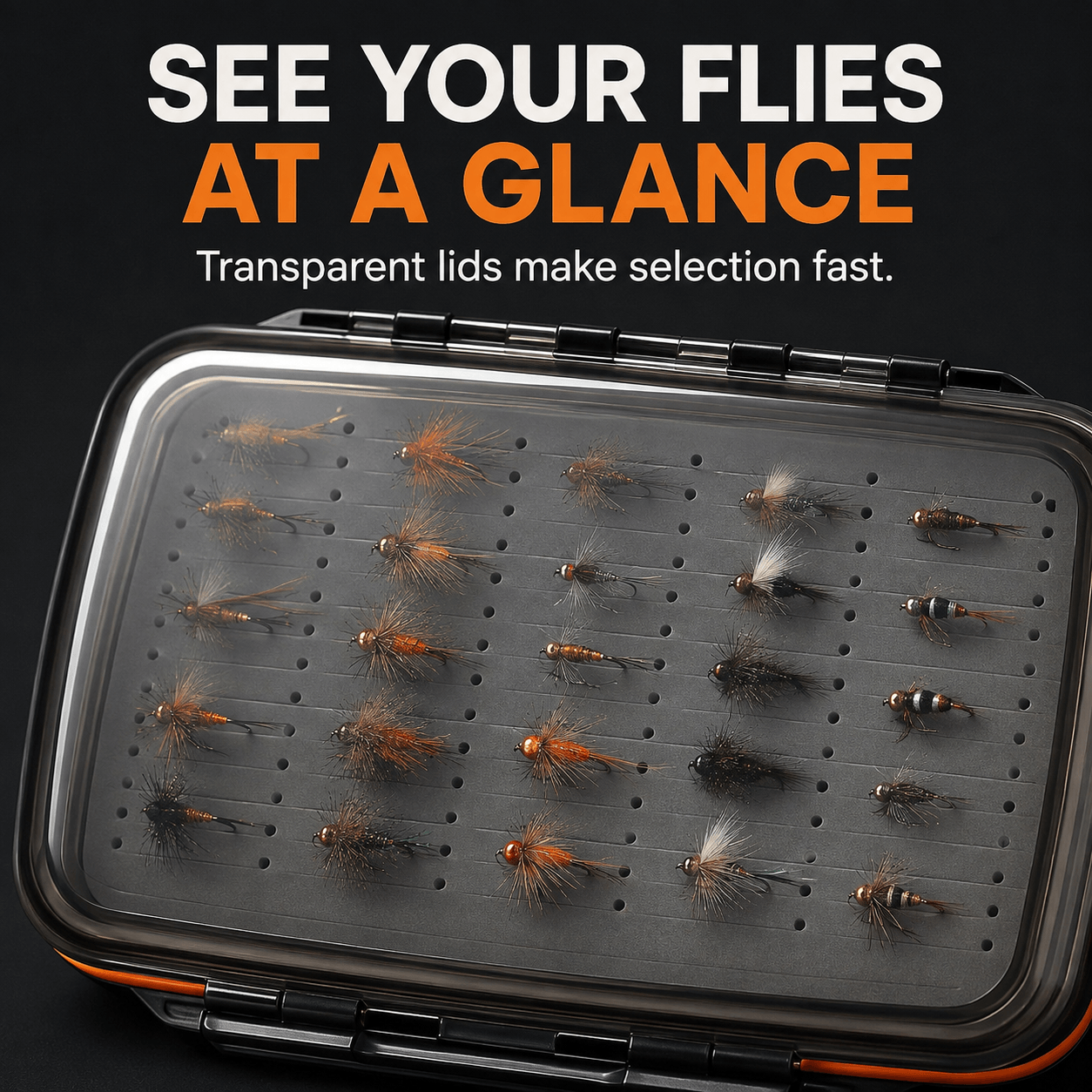 Kylebooker Fly Box for Fly Files Ice Jig Box Two Sided Waterproof Fly Fishing Box for Nymphs and Streamers